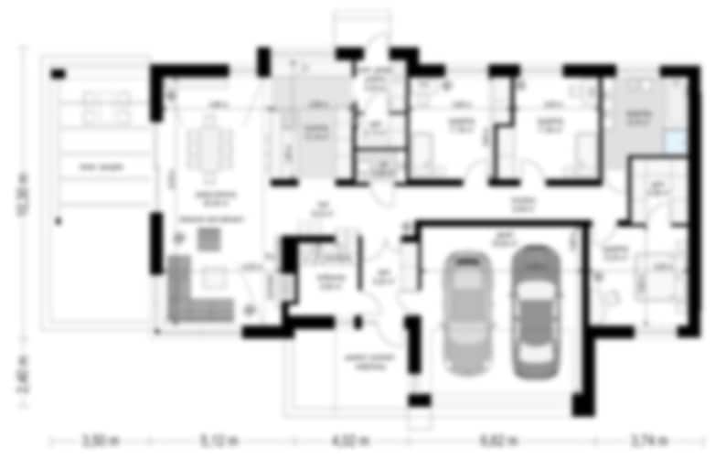Clean floor plan layout: A floor plan layout featuring a spacious living room, open kitchen, and multiple bedrooms with precise room measurements. Great for those looking for modern house plans.