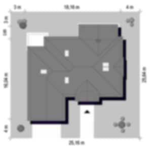 Bird's Eye View of Roof Layout – A comprehensive top-view layout showing the villa’s roof structure and surrounding landscape. Ideal for plan maison and villa plans.