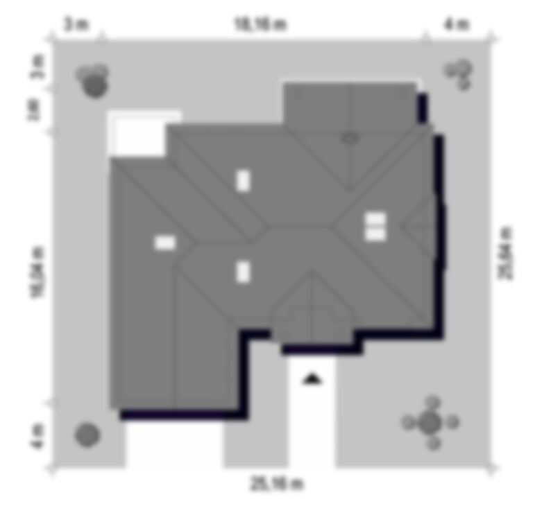 Bird's Eye View of Roof Layout – A comprehensive top-view layout showing the villa’s roof structure and surrounding landscape. Ideal for plan maison and villa plans.