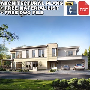 Modern 4-Bedroom House Architectural Plans (PDF & DWG)