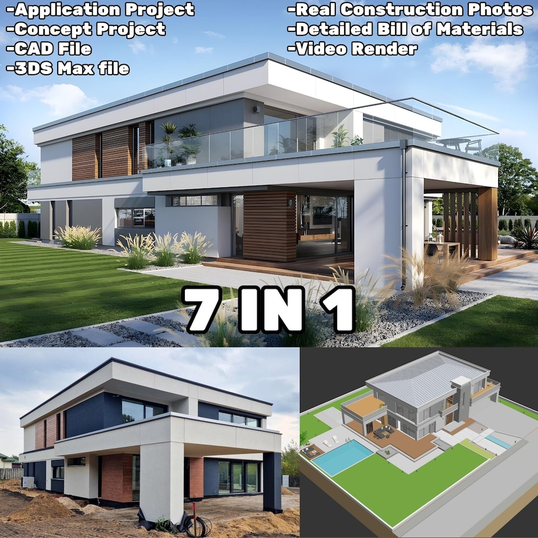 Modern 4 Bedroom House Plans With PDF & CAD DWG | Luxury Villa ...