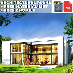 5 Bedroom 432 m2 Modern House Architectural Floor Plans 25m x 19m - 031 | Free Material List, Free DWG File