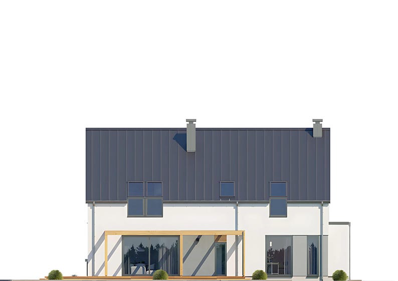 Rear elevation showing a spacious outdoor area and contemporary design. Ideal for modern house plans or backyard inspirations.