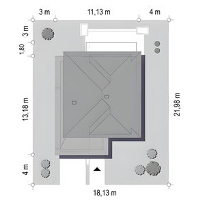 Roof layout of a modern house with precise dimensions, ideal for designing roof-specific house plans and shed plans.