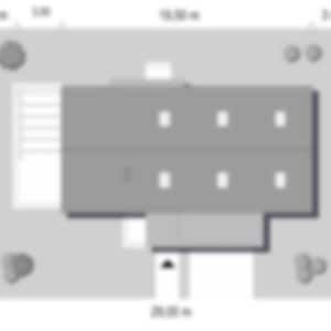 Property layout map: A layout map showing house orientation and garden design. Suitable for tiny home plans and small cabin plans.