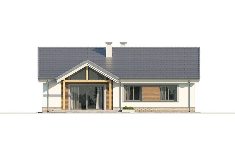 Rear Elevation 2:
;A closer view of the rear elevation with a focus on the patio and outdoor integration for a seamless indoor-outdoor living experience.