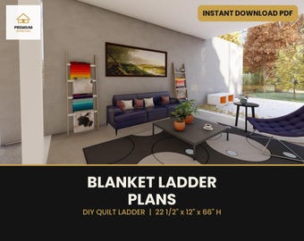 Blanket Ladder Plans, DIY Quilt Ladder, Leaning Decorative Blanket Holder for Throws and Towels, Woodworking PDF Plan Instant Download