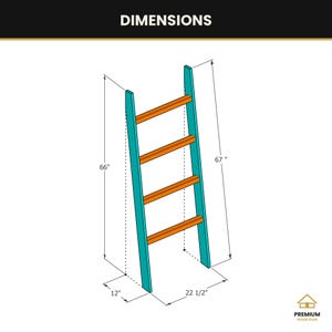 Dekenladder Bouwtekening, DIY Quilt Ladder, Leunende Decoratieve Dekenhouder voor Plaids en Handdoeken, Houtbewerking PDF Plan afbeelding 3