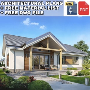 Plans de maison moderne 4 chambres, 106 m2 9 m x 15 m - 017 /w Loft, garage, 2 salles de bains, 1 étage, ranch | Plan de maison de campagne | Maison en copropriété
