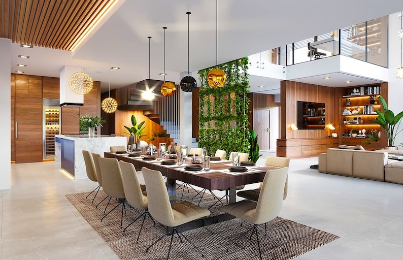 A beautifully designed kitchen with modern appliances, a large island, and minimalist decor. A great addition to open-concept house plans or townhouse plan designs.