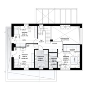 Upper floor layout with detailed room arrangements and dimensions. Perfect for those looking for detailed floor plans or townhouse plans.