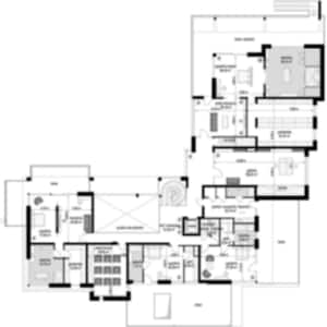 Upper floor plan of a sophisticated house, highlighting spacious rooms and thoughtful design. Great for detailed modern house plans.