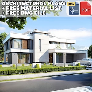 Modern huis met 5 slaapkamers, 308 m2 architectonische plattegronden 15 x 18 m - 005