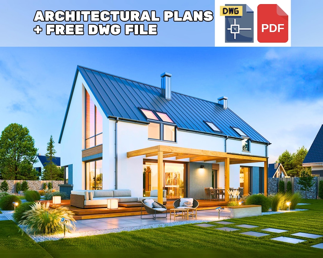 Modern 4 Bedroom House Architectural Floor Plans (PDF Plan) - Etsy