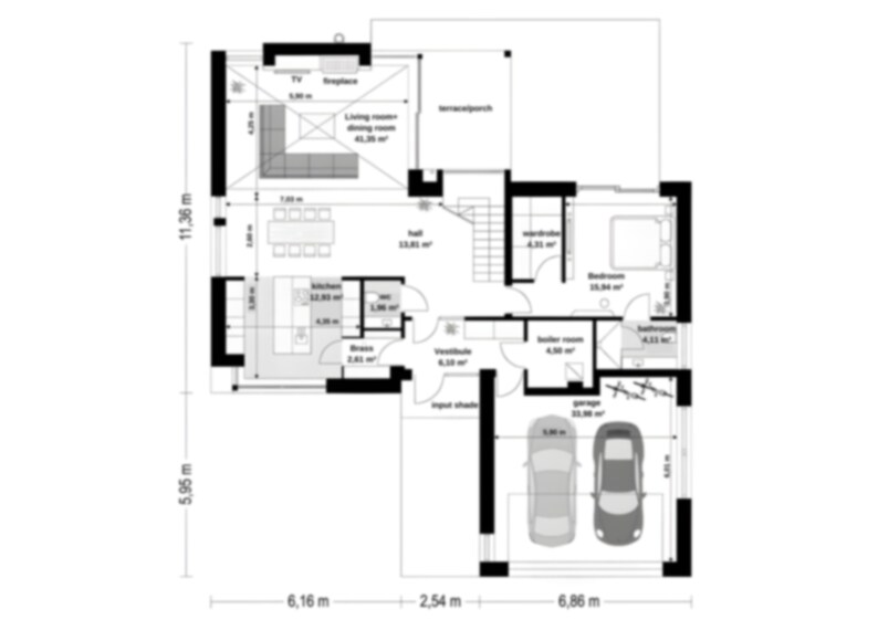 A contemporary A-frame house design with extensive glass surfaces and functional layout, inspiring barndominium plans.
