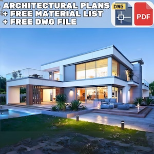 Modern huis met 4 slaapkamers, 410 m2 architectonische plattegronden 15 x 23 m - 001