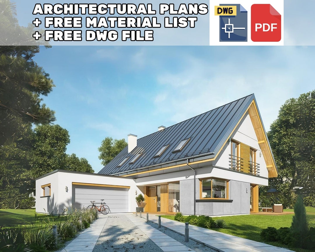 Modern 4 Bedroom House Architectural Plans (PDF Download) - Etsy