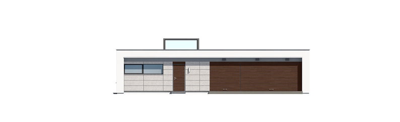 Front elevation of a contemporary flat-roof home with a clean, minimalist facade. Ideal for house plan modern projects.
