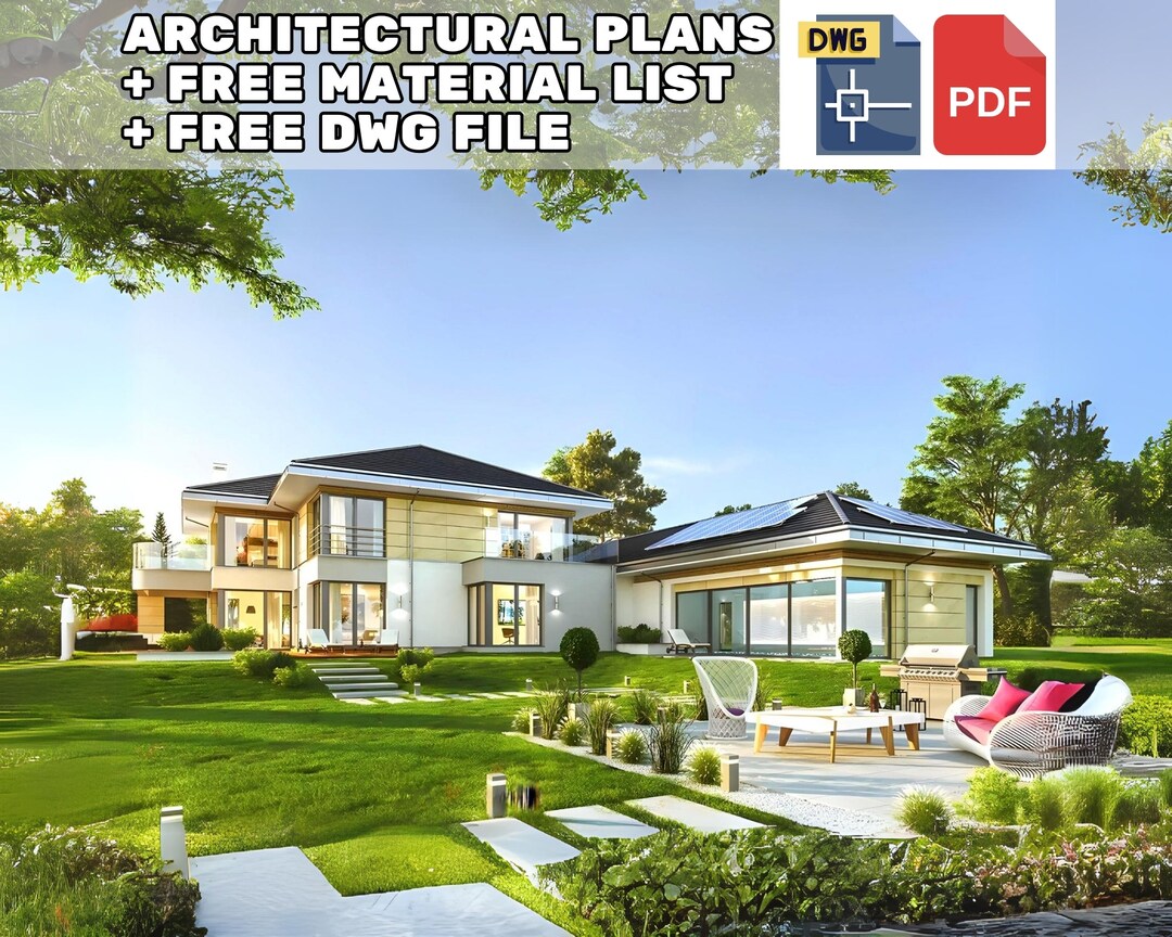 Modern House Plans: 6 Bedroom, Swimming Pool, Sauna (PDF Plan) - Etsy