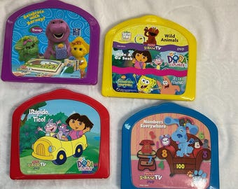 Vintage Fisher Price InteracTV 4 Interactive TV Games Dora, Barney, Blues Clues*
