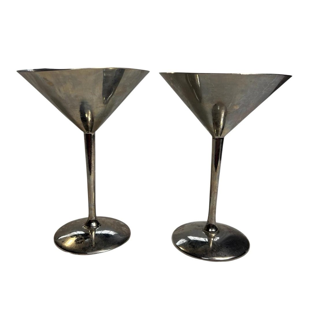 Metal Vrg Vrg Sliver Metal Martini Glasses Set of 2 Classic Shape Highball ...
