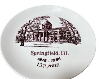 Springfield IL 150 Years Abe Lincoln "House Divided" Plate Vintage 1968