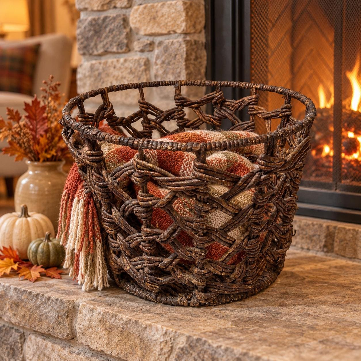 Vintage Large Wicker Basket - Etsy