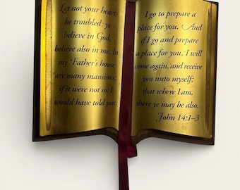 Vintage Home Interiors HOMCO Wood Metal Bible Scripture Wall Plaque John 14:1-3