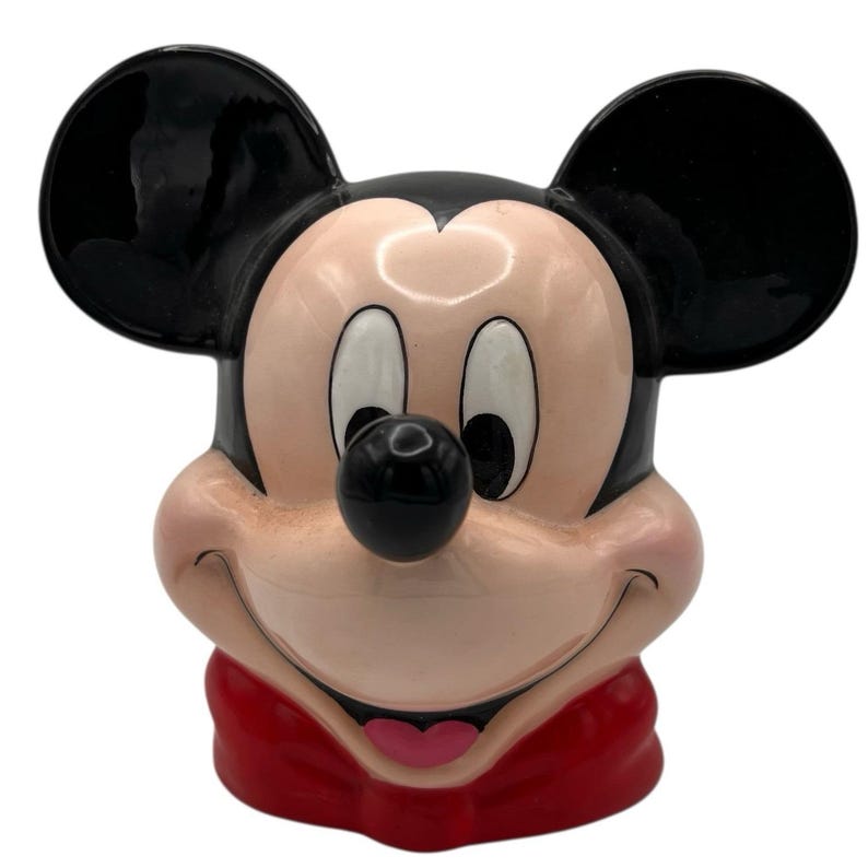 Disney Mickey Mouse Musical Music Box Figurine Enesco Porcelain Vintage Working image 1