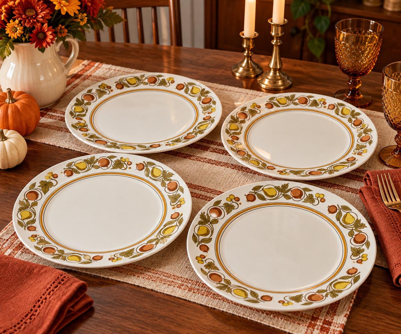 70s Dinner Plate Set - Etsy