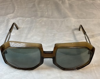 Vtg Cool-Ray Polaroid 325 Oversized Geometric Sunglasses - Brown Plastic & Metal