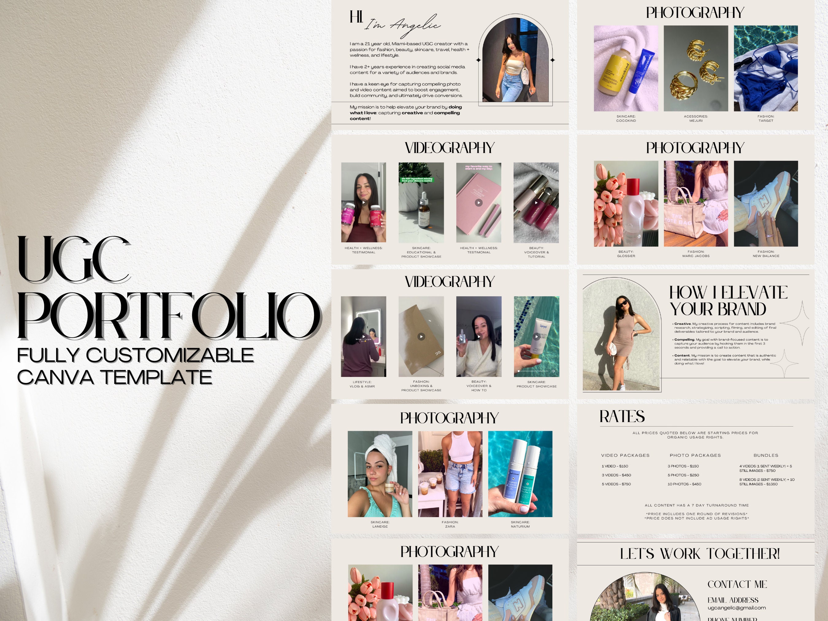 Ugc Example Cv Neutral Minimal UGC Portfolio Template, Customizable Canva Website for ...