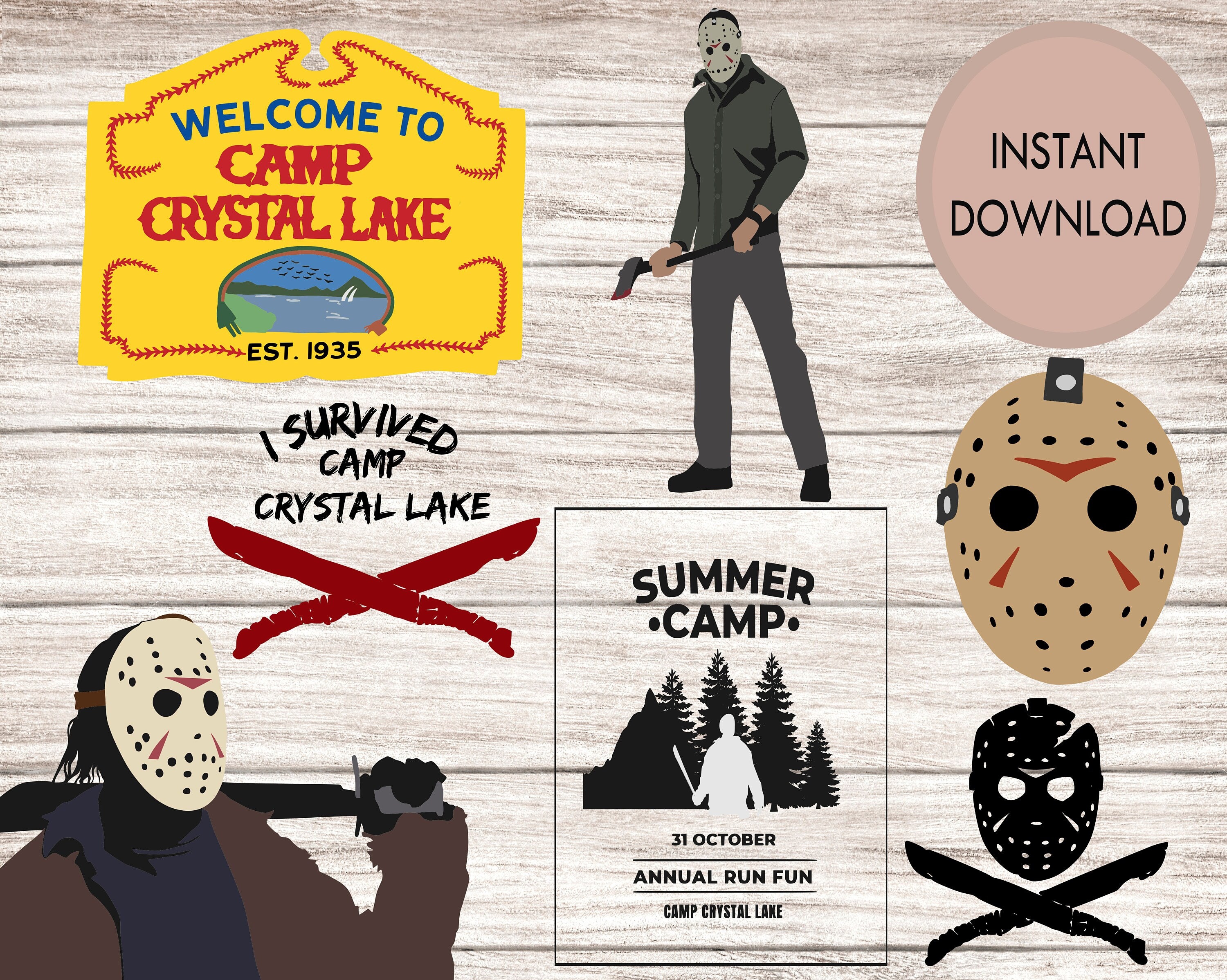 Friday the 13th Camp Crystal Lake Sign and Jason Voorhees Edible