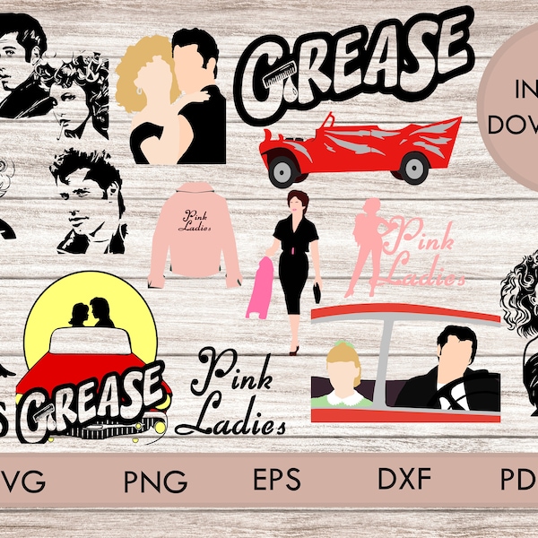 Bundle Grease svg png Pink ladies cricut silhouette cutting files