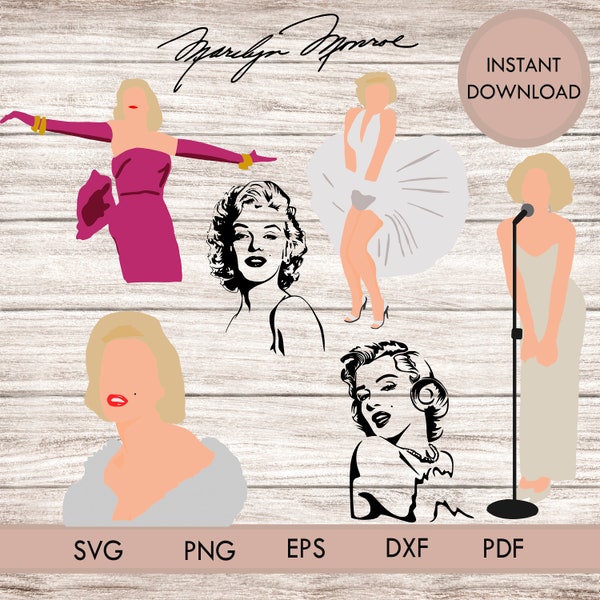 Bundle Marilyn Monroe svg png Marilyn Monroe visage cricut fichiers coupés