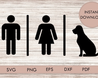 Unisex and Dog bathroom Sign svg png Dog Restroom symbol cut files