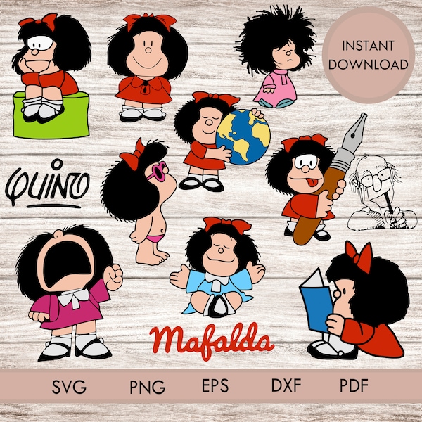 Bundle Mafalda svg png silhouette cutting files