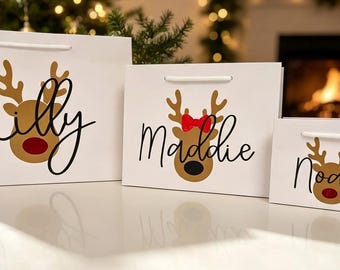 Personalized Christmas gift bag, Celebration, Merry Christmas gift,  Personalised Rudolph gift bags, numerous sizes avaiable, Christmas 2026