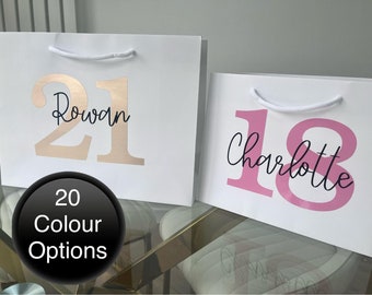 Personalized Birthday Gift Bag, Custom Name & Age, Celebration Favor