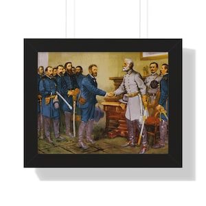 General Robert E. Lee surrenders at Appomattox Court House Framed Painting Poster | Historic Civil War Painting | Appomattox Surrender
