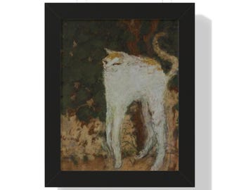 Pôster da pintura "O Gato Branco" de Pierre Bonnard | Arte histórica de gato emoldurada