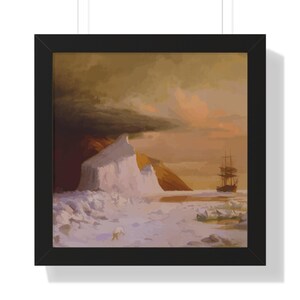 Poster con cornice di pittura estiva artica / Dipinto di William Bradford / Arte murale storica artica / Dipinto storico