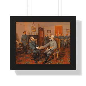 Robert E. Lee&#39;s Surrender at Appomattox Framed Painting Poster | Appomattox Painting | Historic Civil War Painting | Lee Surrender Painting