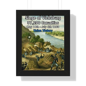 Siege of Vicksburg Framed Poster | Historic Vicksburg Poster | Civil War Wall Art | Vicksburg Poster