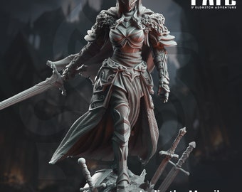 Lydia the Merciless, Duke's Commander - A Grim Fate - DMStash 3D Printed Miniature - 32mm Scale
