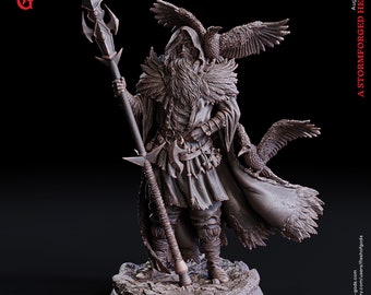 Grimnir, Ravenlord - A Stormforged Heaven - Flesh of Gods 3D Printed Miniature - 32mm Scale