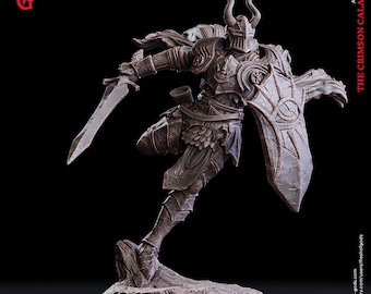 Aimer, Human Knight - The Crimson Calamity - Flesh of Gods 3D Printed Miniature - 32mm Scale