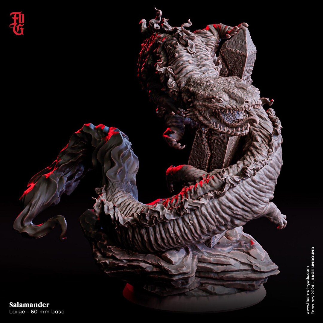 Unbound Rage Salamander - Rage Unbound - Flesh of Gods 3D Printed Miniature - 32mm ...
