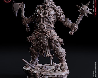 Rhuvar, Mutant Barbarian - The Hadonium Mines - Flesh of Gods 3D Printed Miniature - 32mm Scale