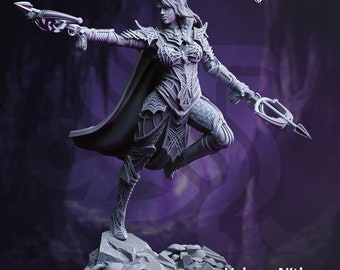 Vakara N'thara, Drow Assassin - Under Darkness - DMStash 3D Printed Miniature - 32mm Scale
